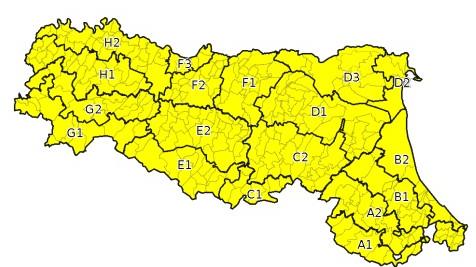 Allerta meteo di colore giallo per temporali su tutta l’Emilia Romagna