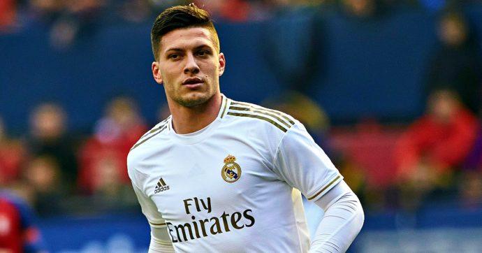 Luka Jovic of Real Madrid celebrates after scoring the 1-4 during the match CA Osasuna v Real Madrid, of LaLiga 2019/2019 season, date 23. El Sadar Stadium. Pamplona, Spain, 9 Feb 2020.