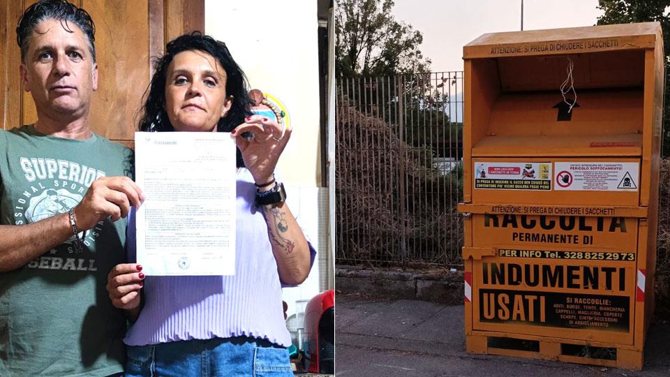 Cinzia Gabrielli e Nicola Frugoli mostrano la sanzione da 315,60 euro ricevuta dal Comune