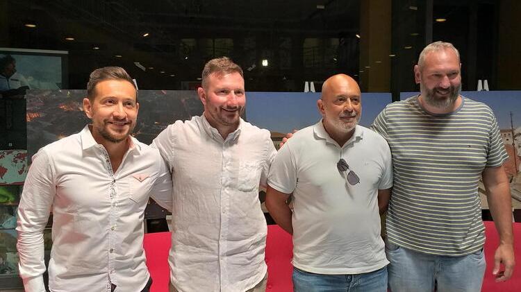 Da sinistra in conferenza stampa: Simone Ragazzini, Emanuele Fratini, Alessandro Vannucchi ed Emiliano Biagini