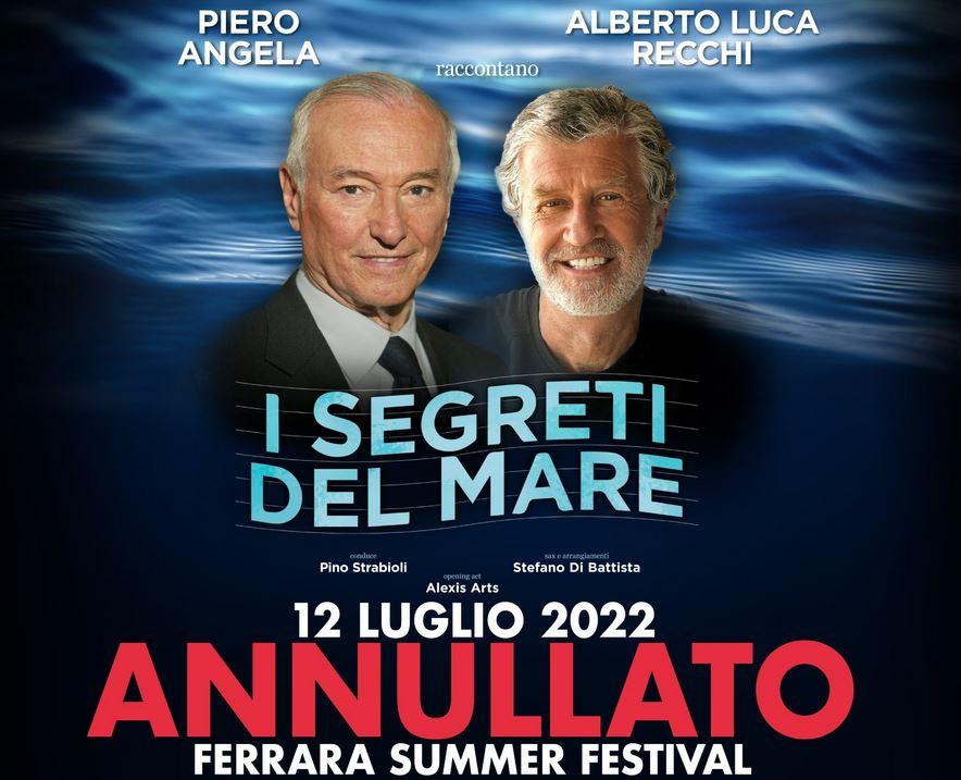 Ferrara, annullata la serata con Piero Angela