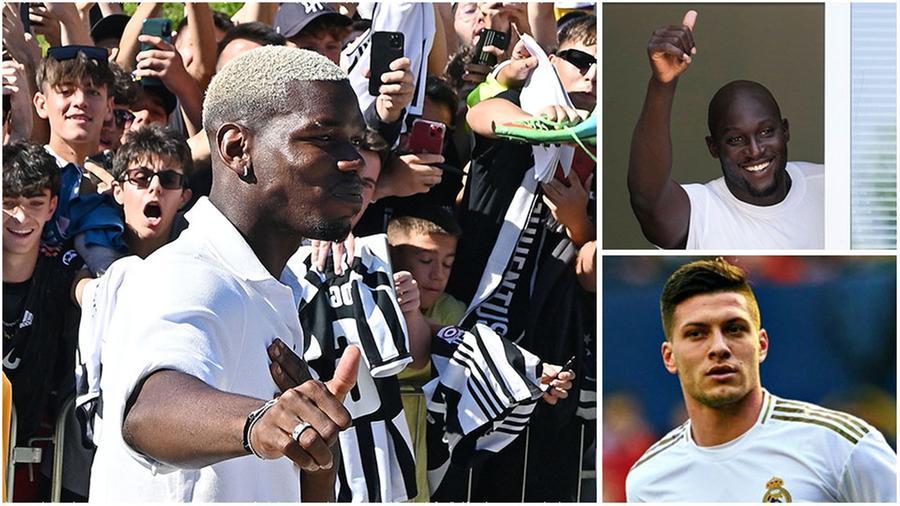 
	L&rsquo;accoglienza trionfale a Torino per Pogba, a destra il nerazzurro Lukaku e Jovic della Fiorentina

