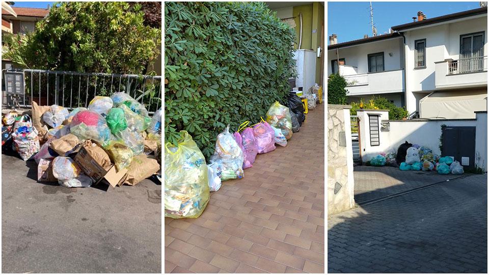 Sacchetti dei rifiuti non ritirati al Terminetto e a Torre del Lago