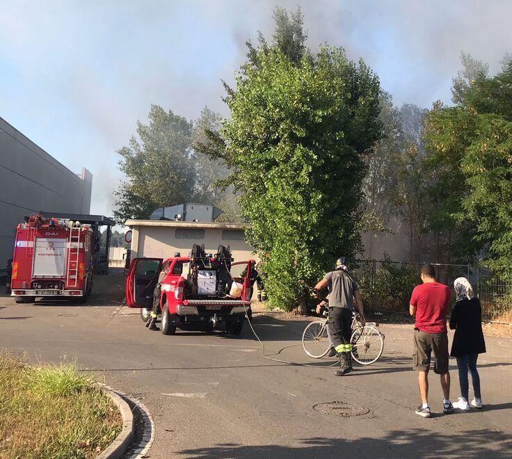Incendio a Spilamberto: in fiamme un’area verde Fuoco vicino alla Coop