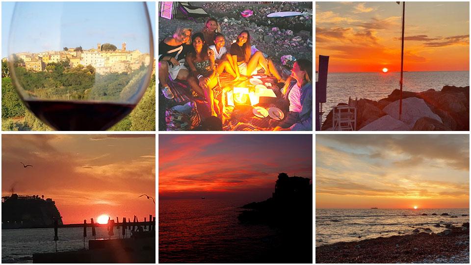 DANIELA MONDONICO. Il borgo di Castagneto in un calice di rosso - CARLA & FRIENDS. Carla, Rita, Francesca, Barbara, Cristiana, Checca si godono Pizzino al Calasole - PAOLA BARTOLOMMEI. Il suo tramonto immortalato ai bagni Roma - MAURIZIO DIBATTE. Ecco la mia estate a Livorno, e dai bagni del cuore immortala colori, traghetto ed emozioni - FABIO BINDI. Lo show del tramonto: sembra appiccare un incendio nel cielo del Boccale - FRANCESCA TECCE. Tramonto di un'estate livornese 2022... caldissima