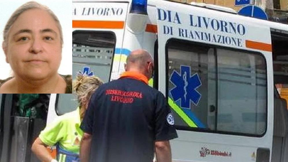 Un'ambulanza della Misericordia e nel riquadro la vittima