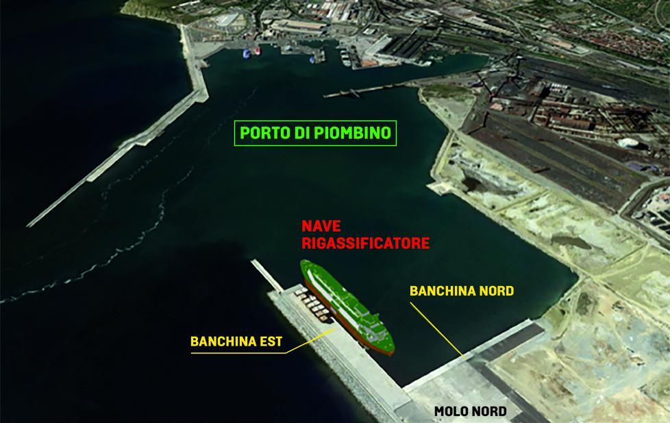 La grafica che mostra come lavorerà il rigassificatore di Piombino