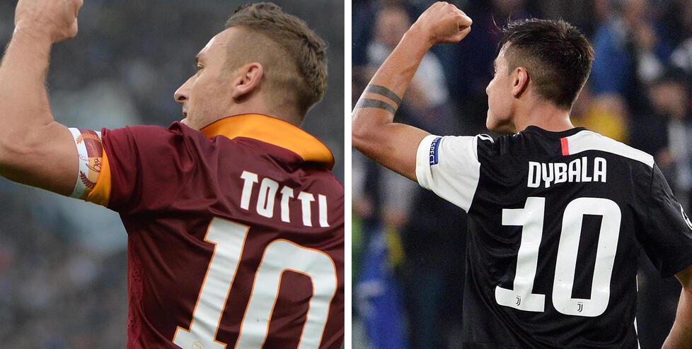 Francesco Totti, simbolo della Roma, e Paulo Dybala