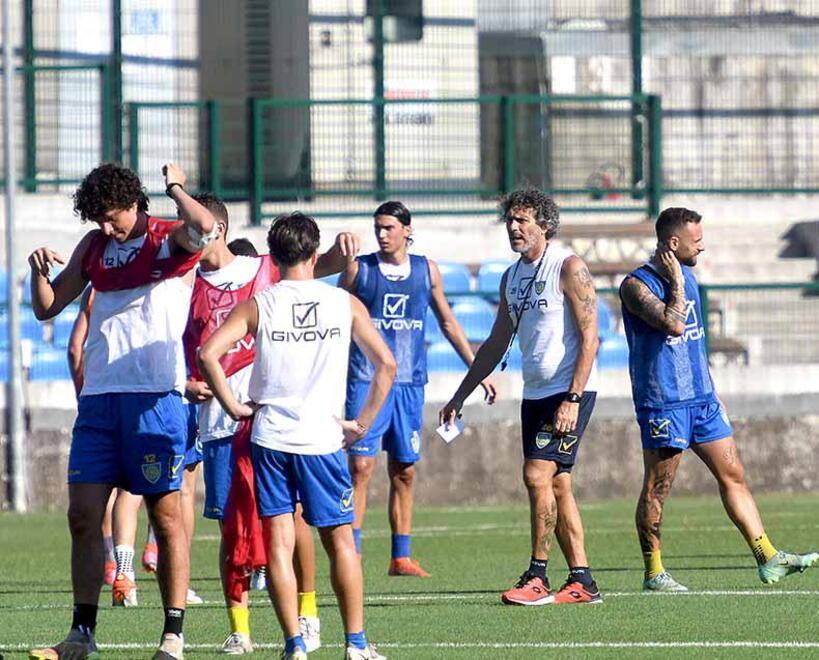 Un momento degli allenamenti degli azzurri