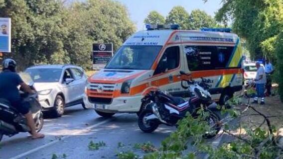 Lido di Camaiore, scooterista travolto da un ramo si schianta contro un’ambulanza: ferito