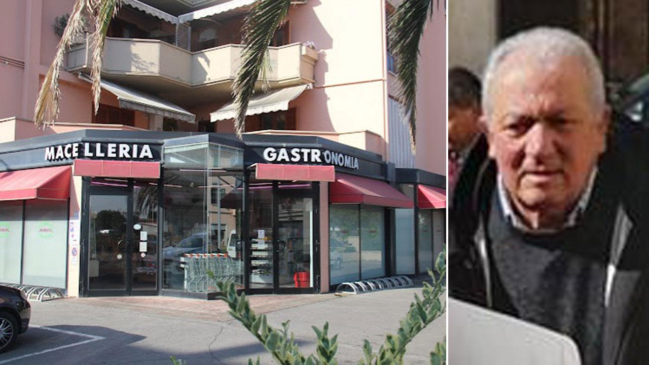 Nelle foto in alto l’esterno della macelleria e gastronomia Moriani di via Deledda a Santa Maria; a destra Ennio Moriani titolare della macelleria