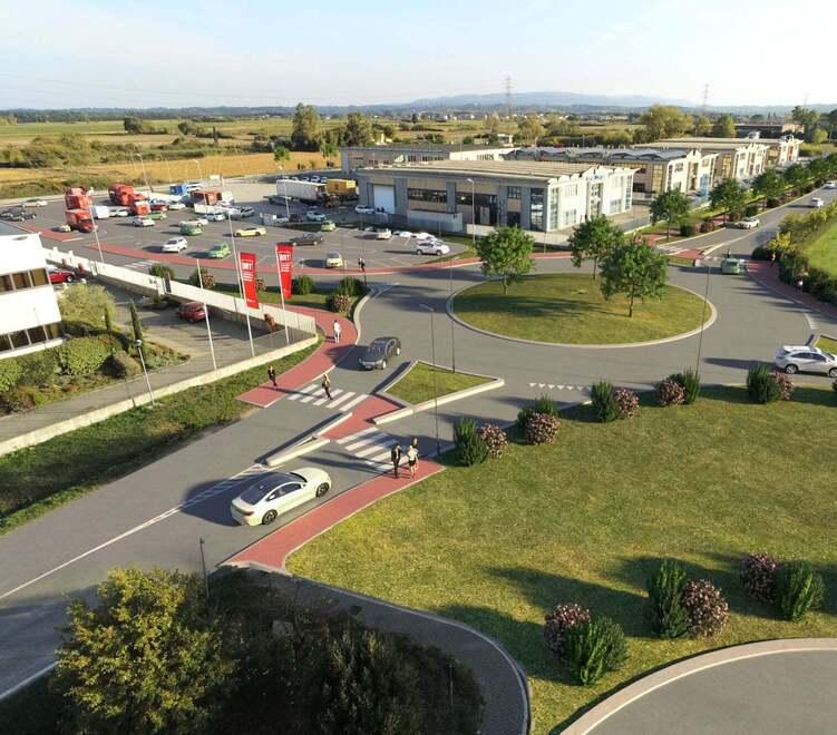 Il rendering di come diventerà la zona industriale di Lavoria dopo l’opera in corso del Comune di Crespina Lorenzana