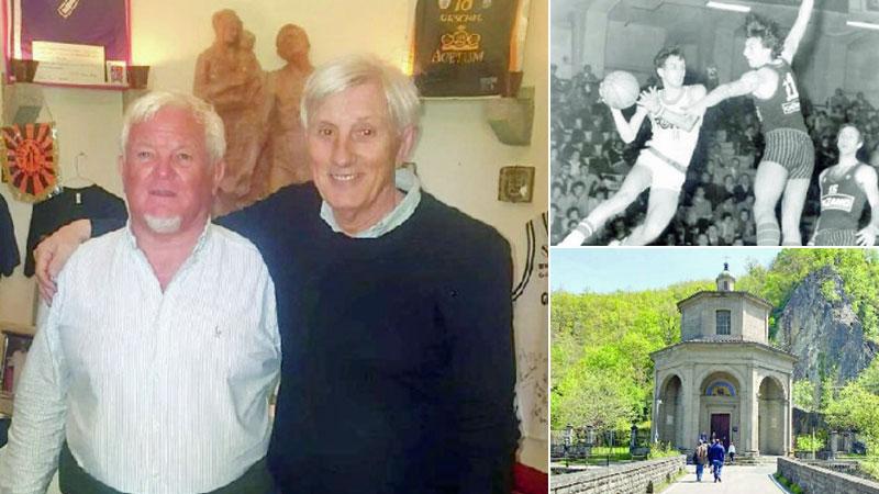 
	A sinistra Carlo Caglieris, presidente di Liba, e Pierluigi Marzorati. A destra Marzorati con la palla in una vecchia foto e in basso il santuario

