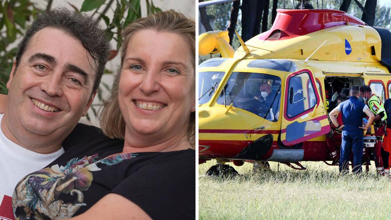 Insieme al marito Luca Melani (foto da Facebook) e l’elisoccorso (archivio)