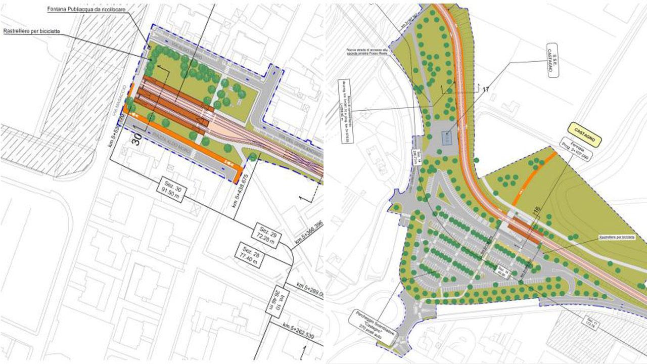 La mappa del capolinea della tramvia e il parcheggio scambiatore