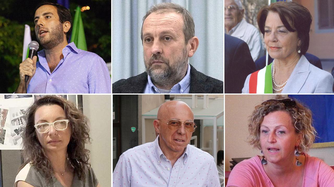 In alto a sinistra Oreste Sabatino, segretario provinciale del Pd, a seguire in senso orario ci sono Ceccanti, Ciampi, Zambito, Macelloni e Cecchini