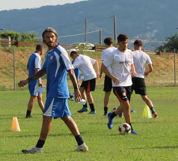 Emmanuel Cascione durante un allenamento nel ritiro di Fossato di Vico in provincia di Perugia