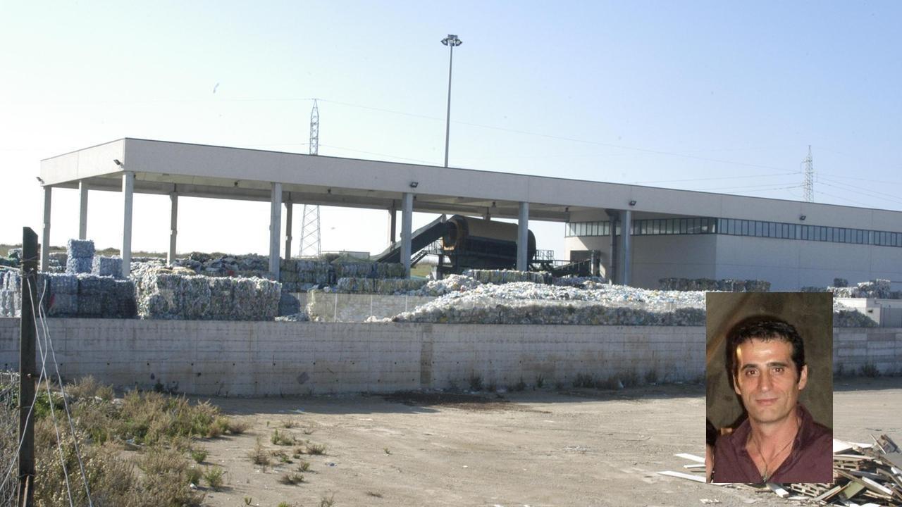 Lo stabilimento della Gesam e, nel riquadro, Antonio Masia, la vittima