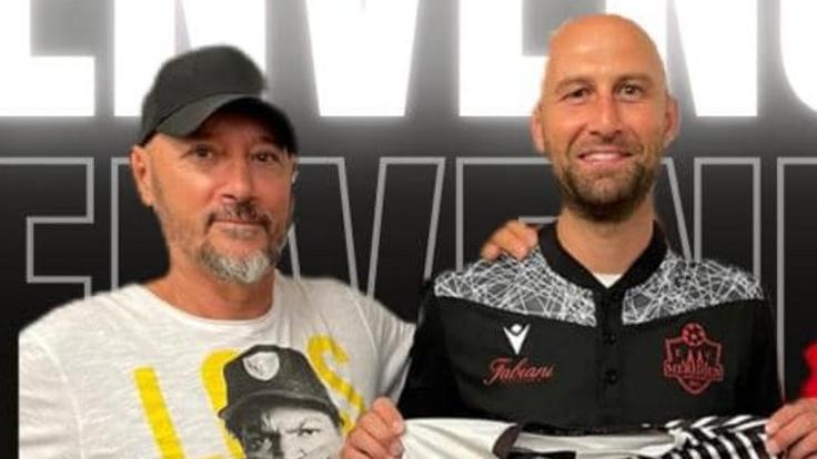 Mister Andrea Taddei con Leonardo Vitiello, neoacquisto ed ex capitano della Pistoiese con una lunga esperienza sulle spalle