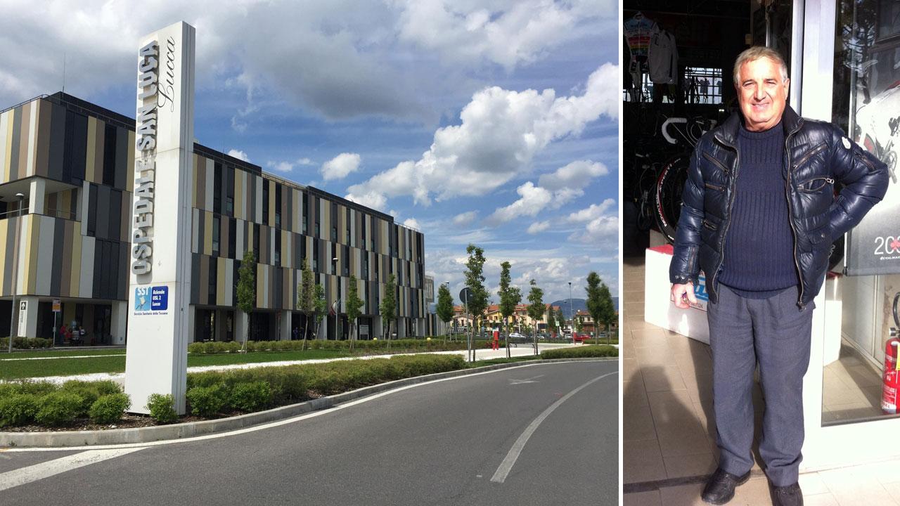 4 novembre 2019. Il giorno in cui è morto Michele Fannini: il 74enne imprenditore era arrivato in Pronto soccorso del San Luca il 31 ottobre (in alto a destra Michele Fanini)