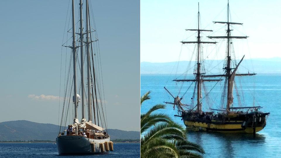 La Grace (foto Artemare) e la Xarifa (foto Russo). La Sailing Week di giugno aveva messo in mostra il Moro di Venezia e Scud