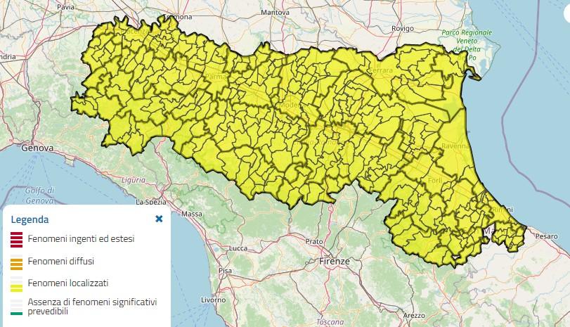 Emilia Romagna, una domenica con allerta meteo