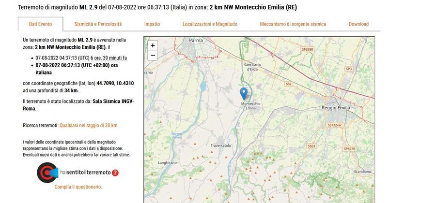 
	La scheda sul terremoto sul sito dell'Ingv


