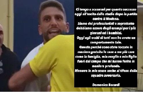 Lite tra Berardi e alcuni tifosi Modena. Video virali , poi le scuse: «Scusate ho sbagliato: ma hanno offeso la mia famiglia, i miei cari»