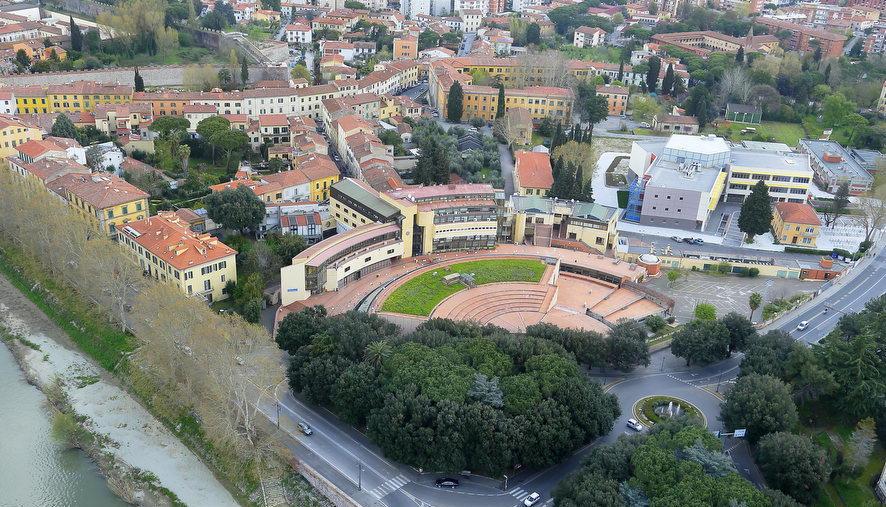 Una veduta aerea dell’area del Giardino Scotto, una delle tante zone interessate dalle opere inserite nel piano del Comune