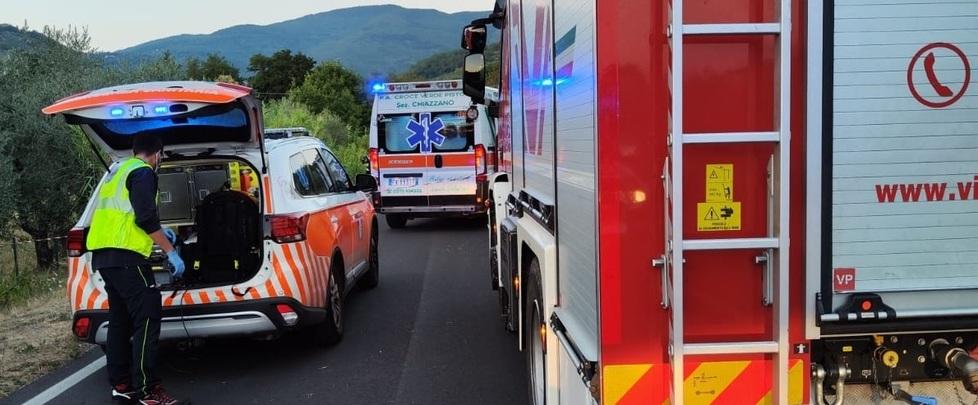 I mezzi di soccorso subito dopo l’incidente mortale di due giorni