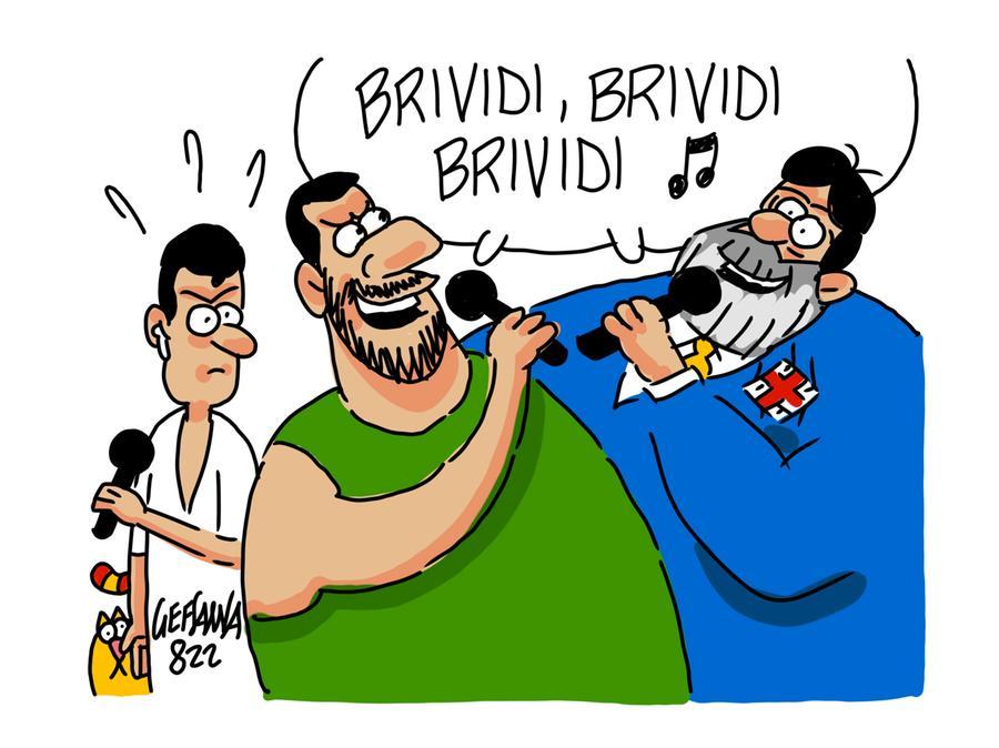 La vignetta di Gef - Salvini con Solinas a Olbia: «Miglioreremo i trasporti»