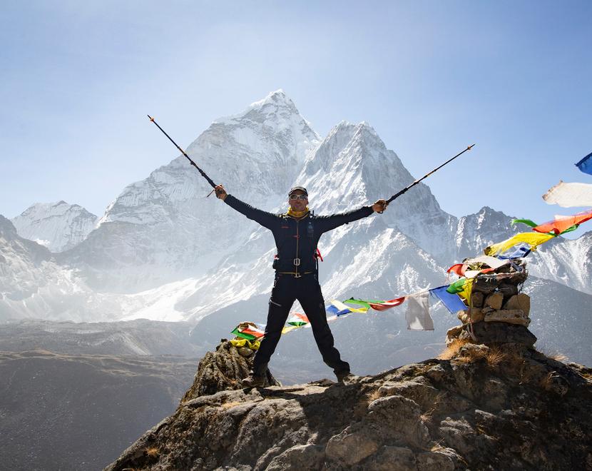 Andrea Lanfri durante la sua ultima impresa: la scalata del monte Everest