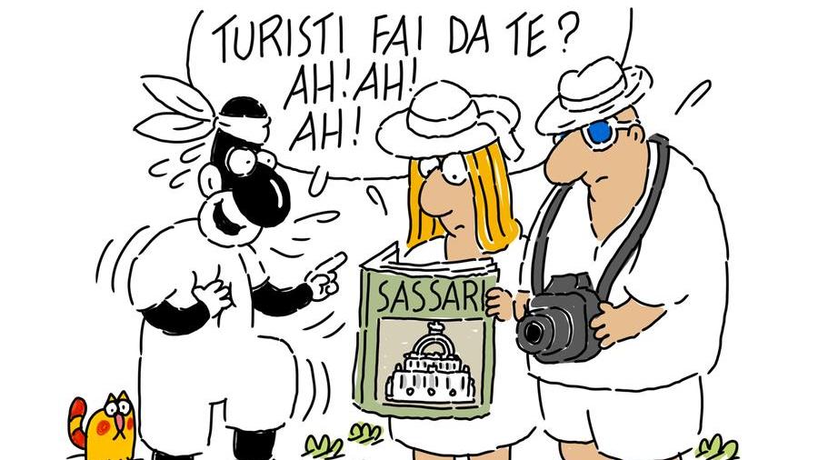 La vignetta di Gef: Sassari, turisti smarriti nella città deserta