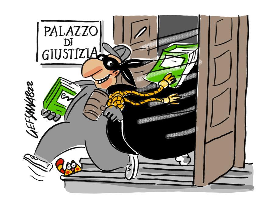 La vignetta di Gef: ladri in azione nei tribunali a Sassari