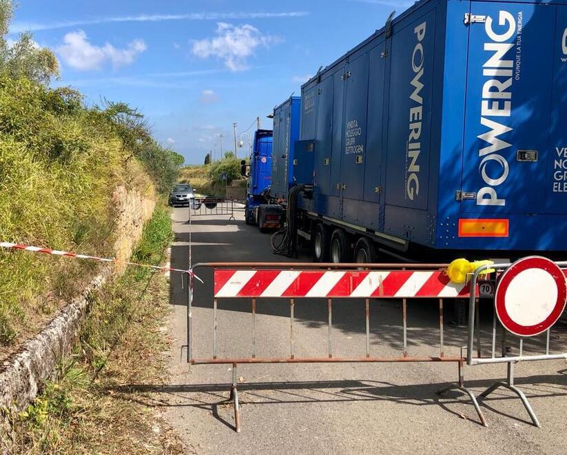 Il maxi generatore che era arrivato a San Gervasio per garantire la corrente elettrica a un centinaio di utenze