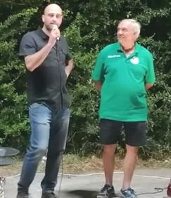 Il capitano Michele Pretini (a sinistra) con il presidente Roberto Daiqui in occasione della presentazione della squadra alla Festa dello Sport
