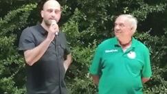 Il capitano Michele Pretini (a sinistra) con il presidente Roberto Daiqui in occasione della presentazione della squadra alla Festa dello Sport