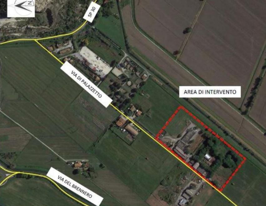 L’area di Palazzetto dove è prevista la costruzione della nuova sede