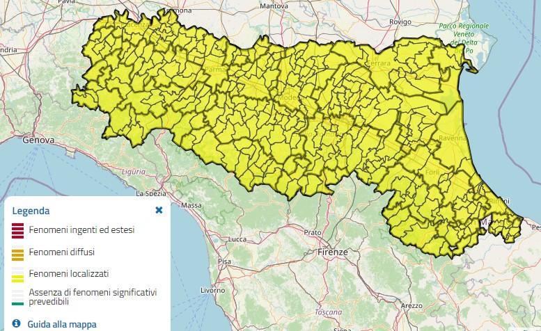 Maltempo: diramata allerta gialla in Emilia-Romagna, da domani previsti temporali di forte intensità