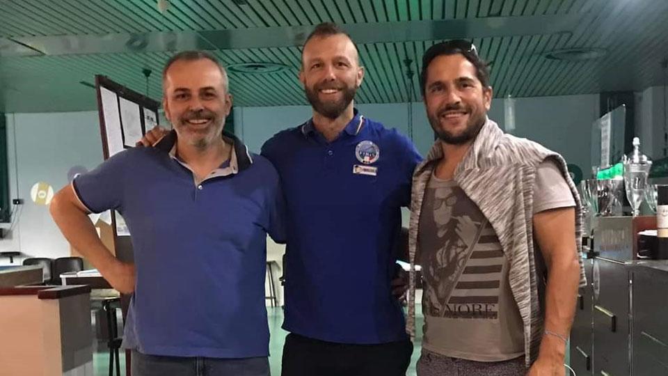Mirko Mannini a destra con Thomas Primon, maestro federale e Omar Casarotto (Master)