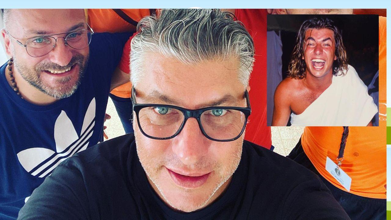 In prima piano Francesco Aluzzi, 51 anni; nel riquadro Aluzzi durante una delle sue prime esprienza da animatore turistico
