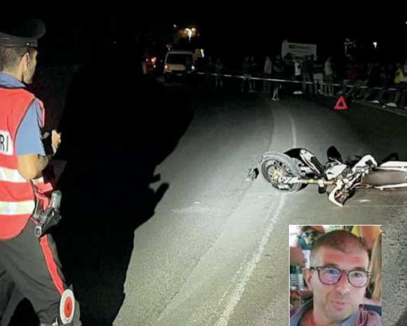 
	La moto distrutta dopo l'incidente e, nel riquadro, la vittima Pier Giuseppe Polo

