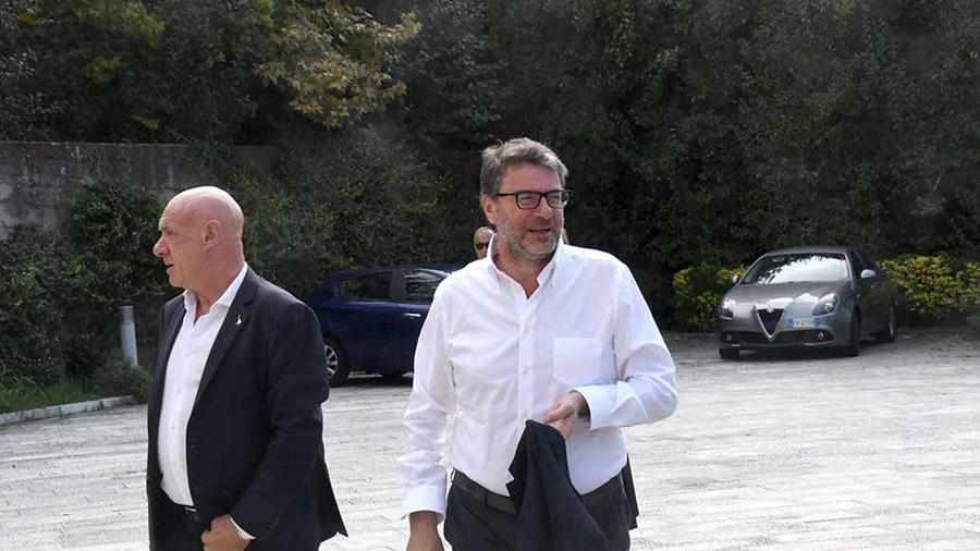 Il ministro Giancarlo Giorgetti a Carrara