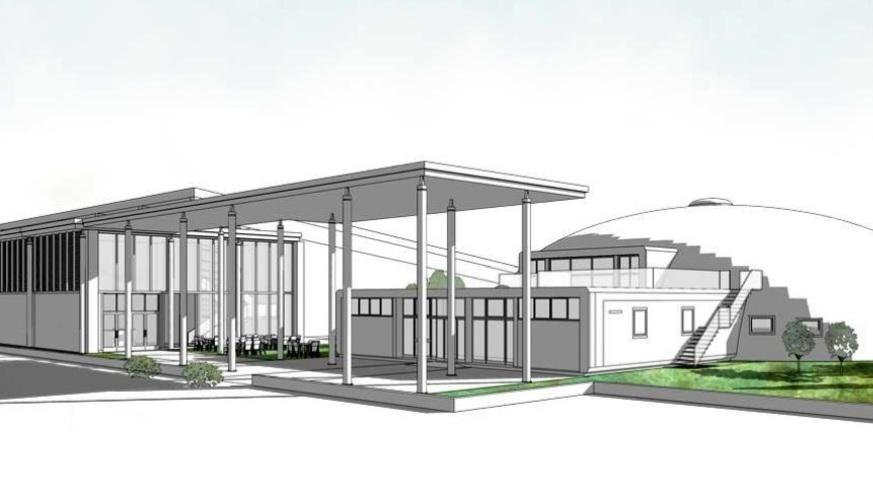 Il rendering reso noto anni fa del progetto per la nuova piscina di Iolo ma il progetto esecutivo non è ancora pronto e potrebbe essere molto diverso