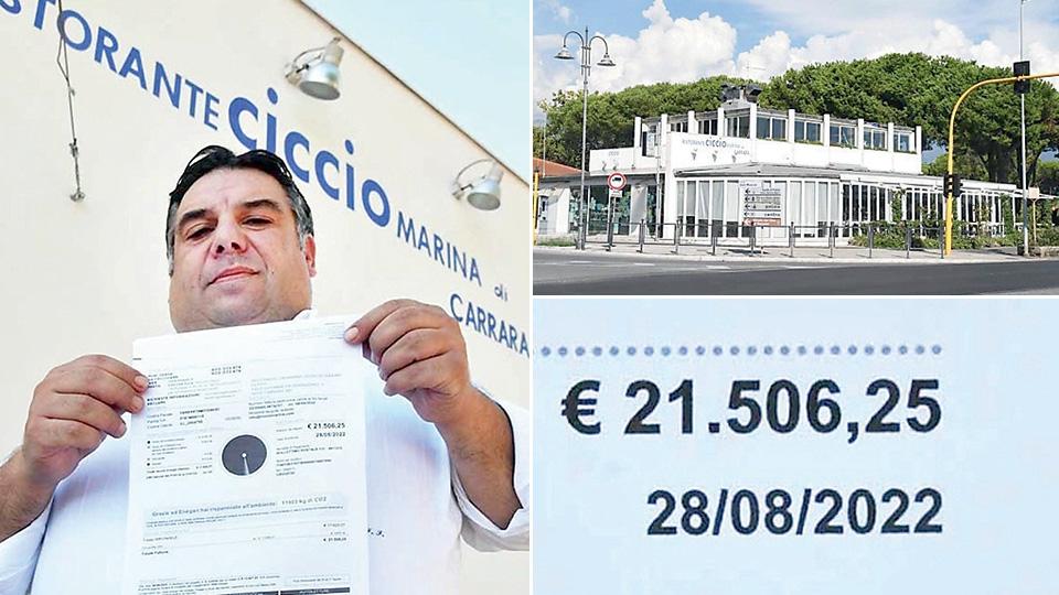 Bolletta choc per un ristorante di Marina di Carrara: 21mila euro 