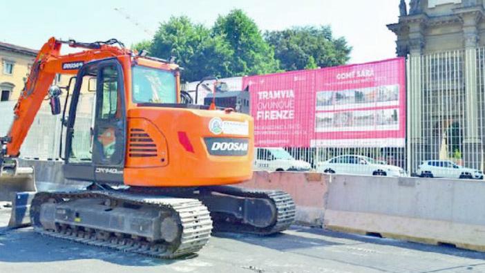 I lavori per la tramvia a Firenze 