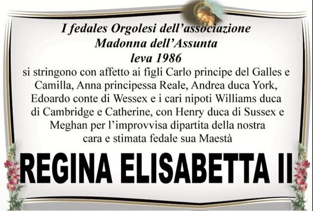 Manifesti funebri a Orgosolo e Nuchis per la regina Elisabetta