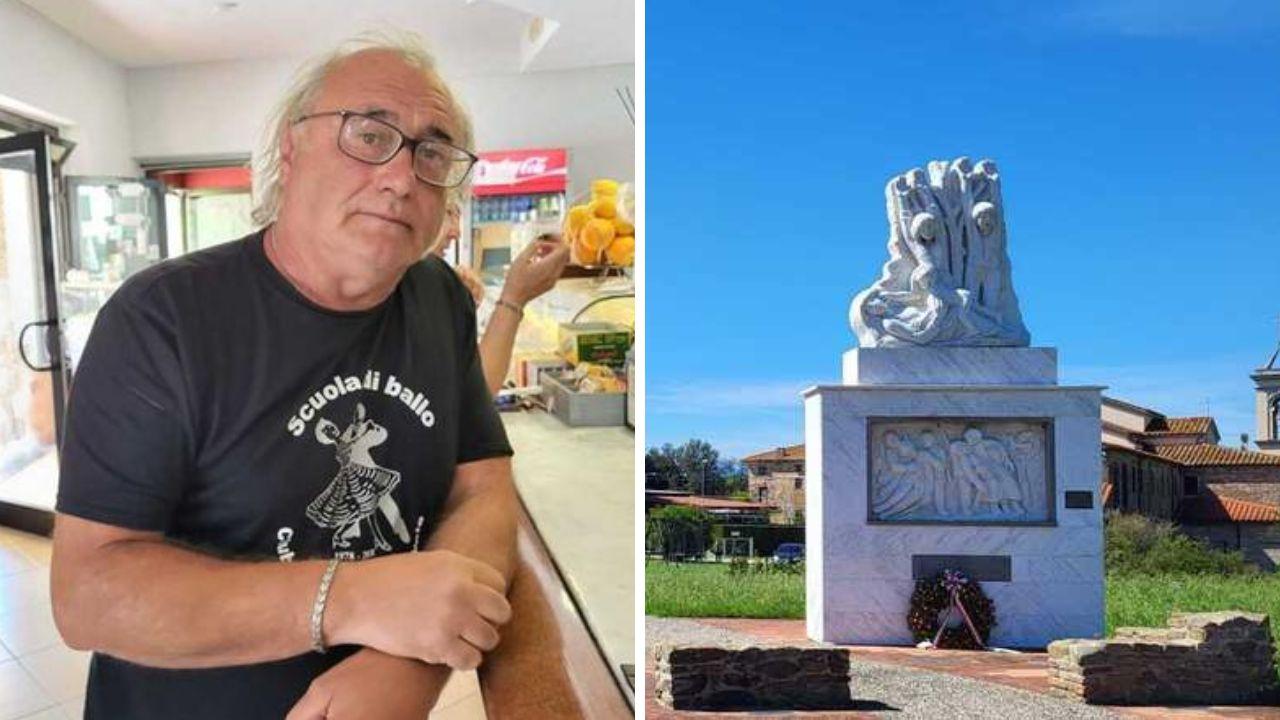 David Diolaiuti e il monumento a Castelmartini dedicato alle vittime dell'eccidio del Padule di Fucecchio