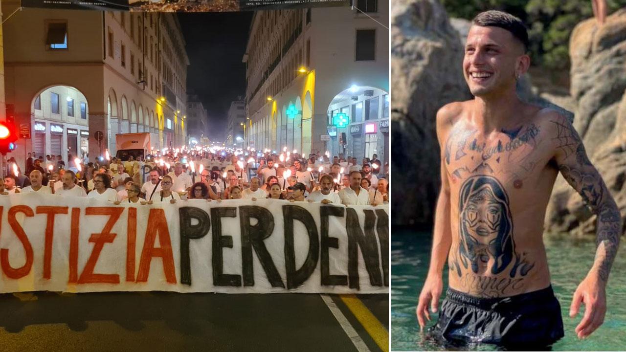 Un momento della manifestazione in via Grande e accando una bella immagine di Denny
