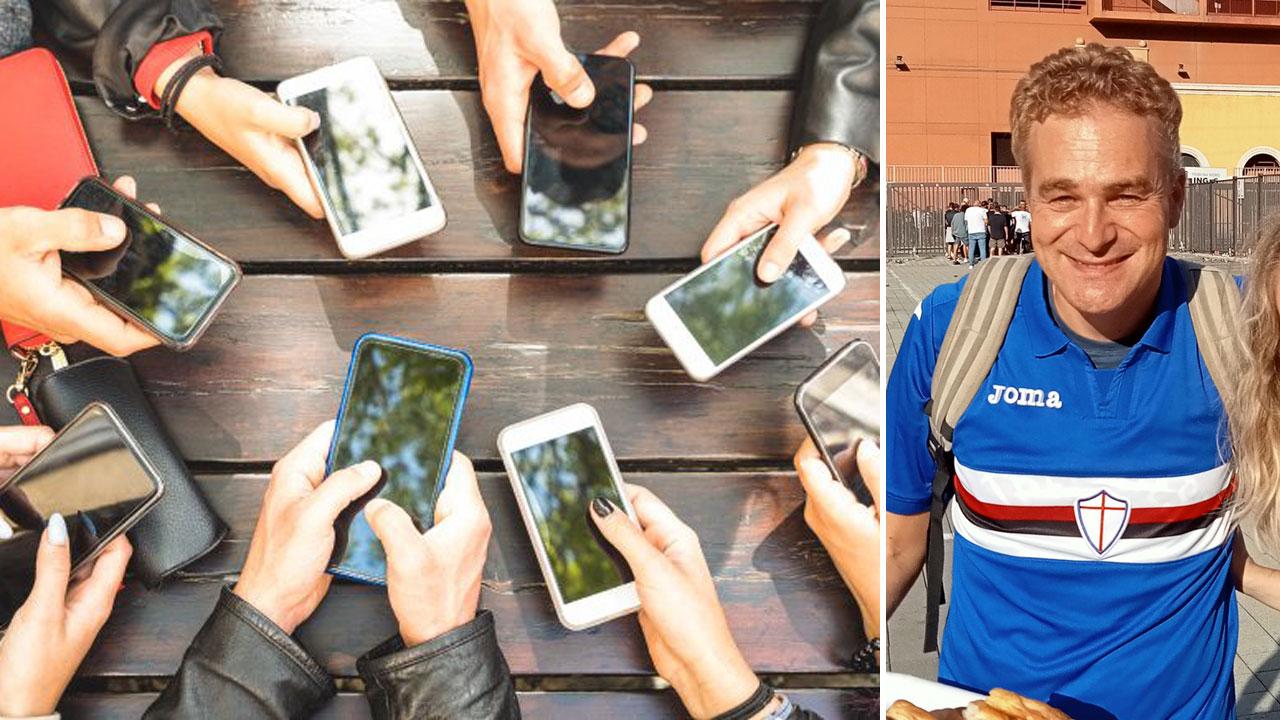 Domani gli 8 ragazzi di quarta e quinta daranno i loro smartphone alla preside Genny Pellitteri; accanto il prof di religione Giani
